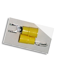 FLANGED BLOCK SPADE (fork) terminal connector,stud size #8 (YELLOW)