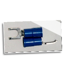 FLANGED BLOCK SPADE (fork) terminal connector,stud size #10, (BLUE)