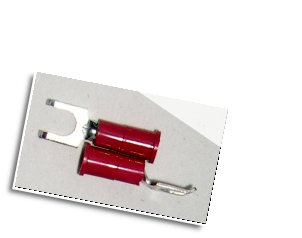 FLANGED BLOCK SPADE (fork) terminal connector,stud size #10, (RED)
