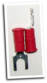 Fork type terminal connector,stud size #8, (RED)